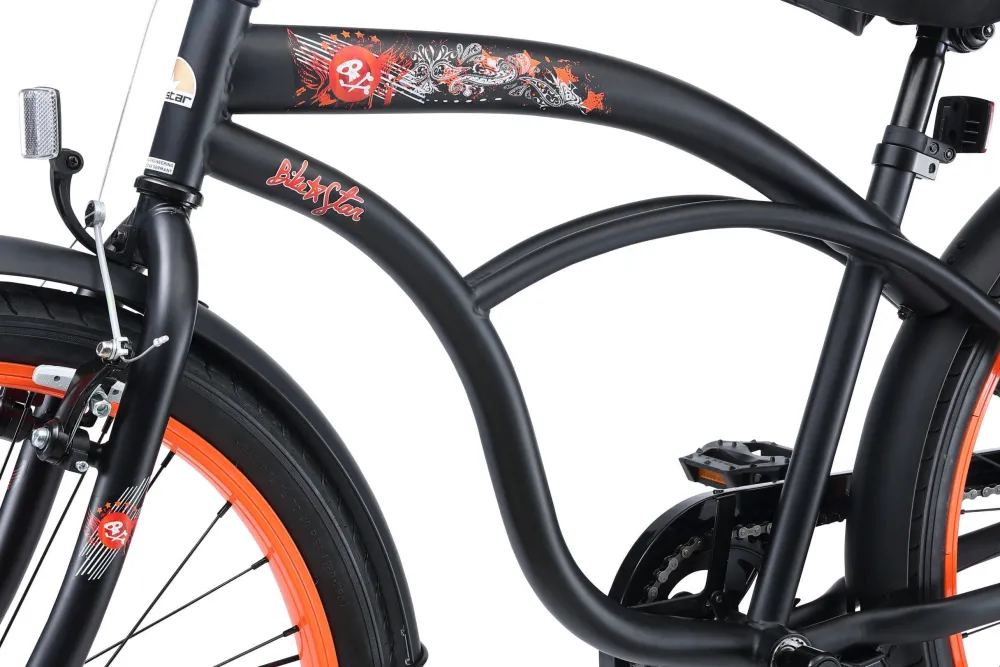 BikeStar Cruiser Kinderfiets 24 Inch Zwart