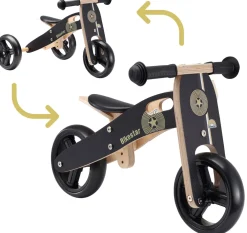 BikeStar Mini Loopfiets 2 In 1, Hout, Zwart