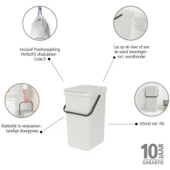 Brabantia Sort & Go Prullenbak (16L)