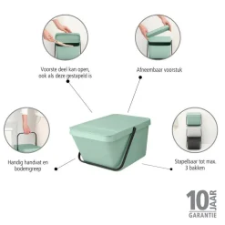 Brabantia Sort & Go Stapelbaar Stapelbare Afvalemmer (20L)