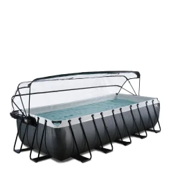 EXIT Black Leather Zwembad 540X250X122Cm Met Overkapping En Zandfilterpomp