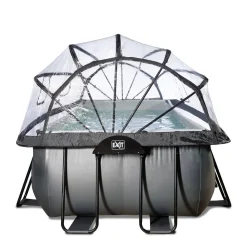 EXIT Black Leather Zwembad 540X250X122Cm Met Overkapping En Zandfilterpomp