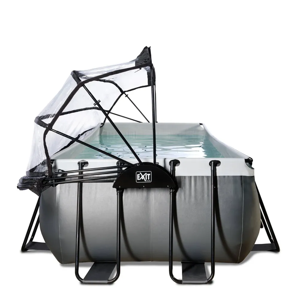 EXIT Black Leather Zwembad 540X250X122Cm Met Overkapping En Zandfilterpomp