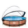 EXIT Frame Pool O360X76Cm Houtbruin Met Overkapping
