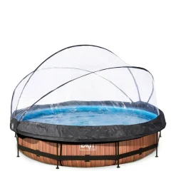 EXIT Frame Pool O360X76Cm Houtbruin Met Overkapping