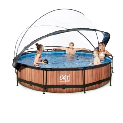 EXIT Frame Pool O360X76Cm Houtbruin Met Overkapping