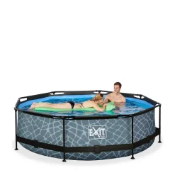 EXIT Frame Pool O300X76Cm (12V Cartridge Filter) – Grijs