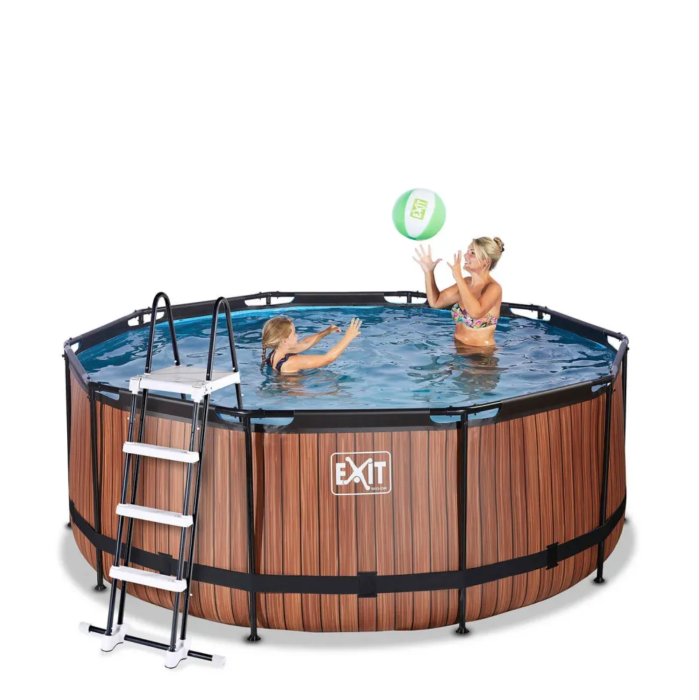 EXIT Wood Zwembad O360X122Cm Met Filterpomp Bruin