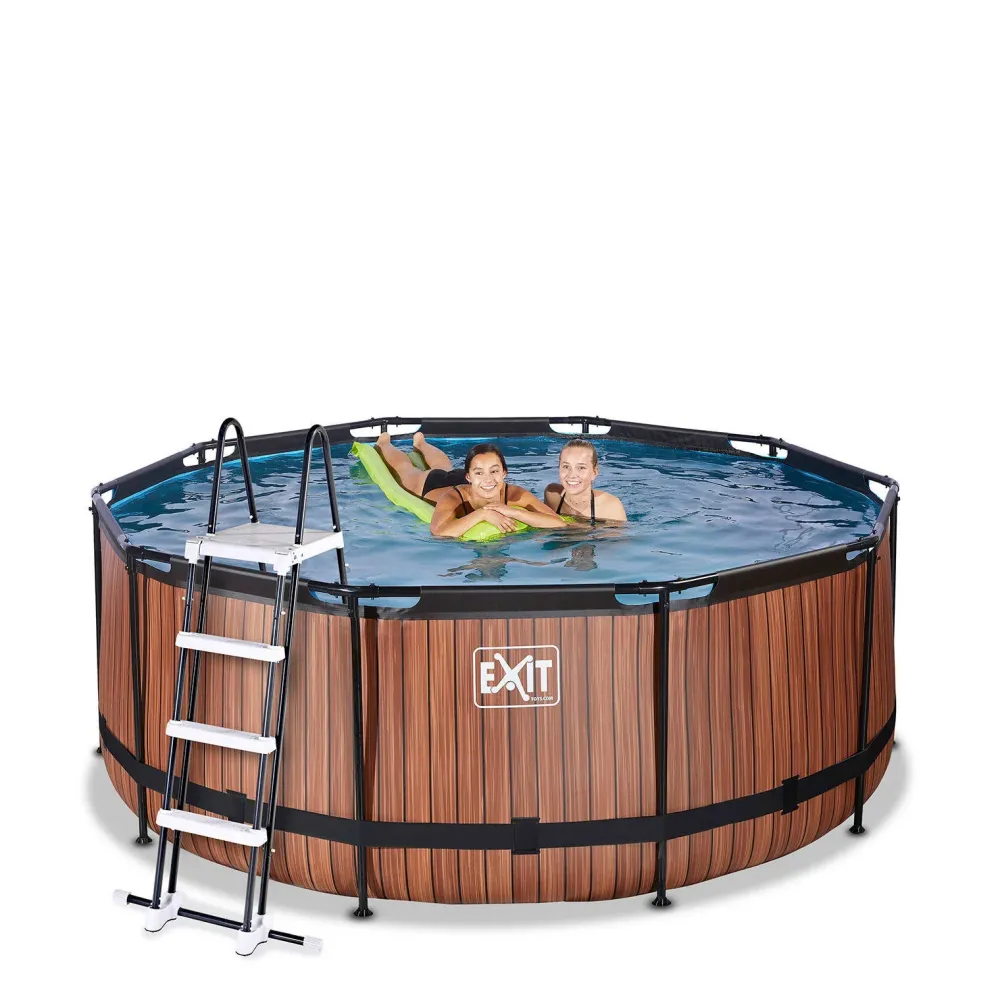 EXIT Wood Zwembad O360X122Cm Met Filterpomp Bruin