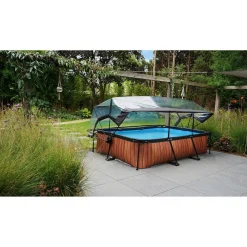 EXIT Wood Zwembad 300X200X65Cm Met Overkapping En Filterpomp Bruin