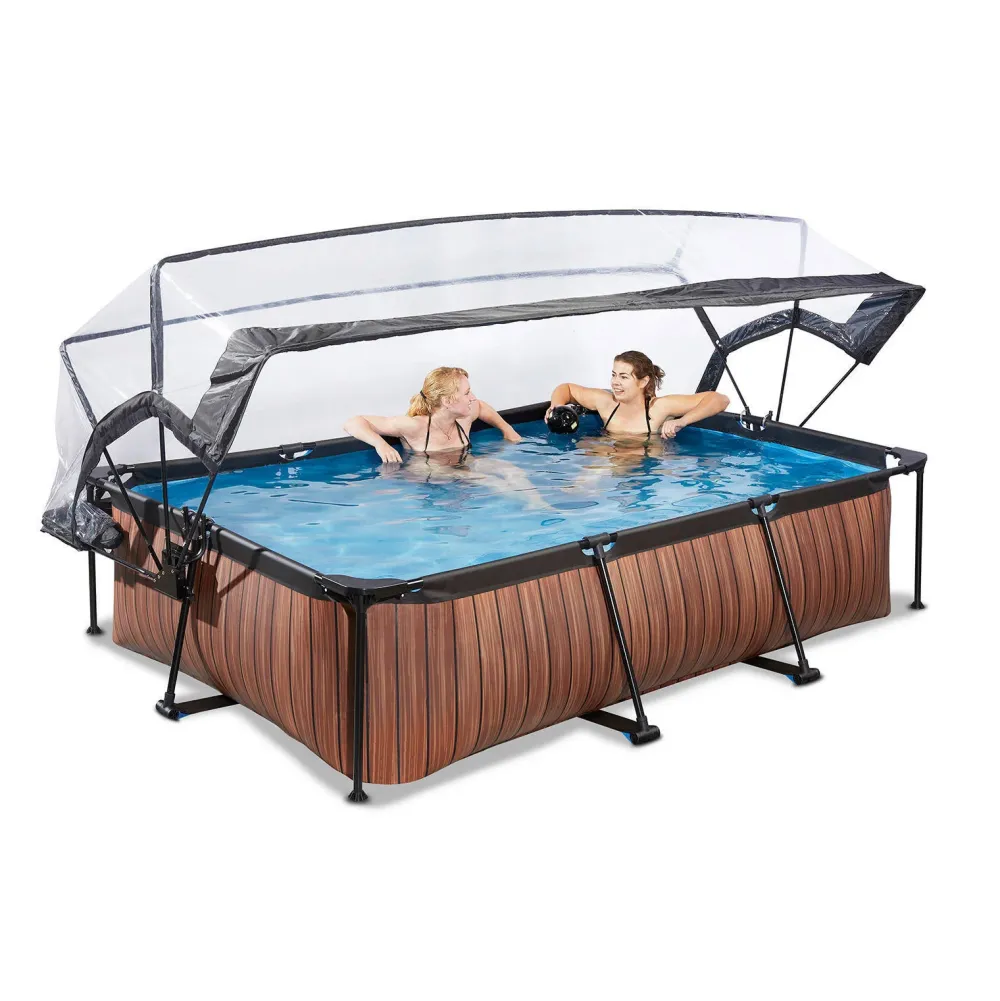 EXIT Wood Zwembad 300X200X65Cm Met Overkapping En Filterpomp Bruin