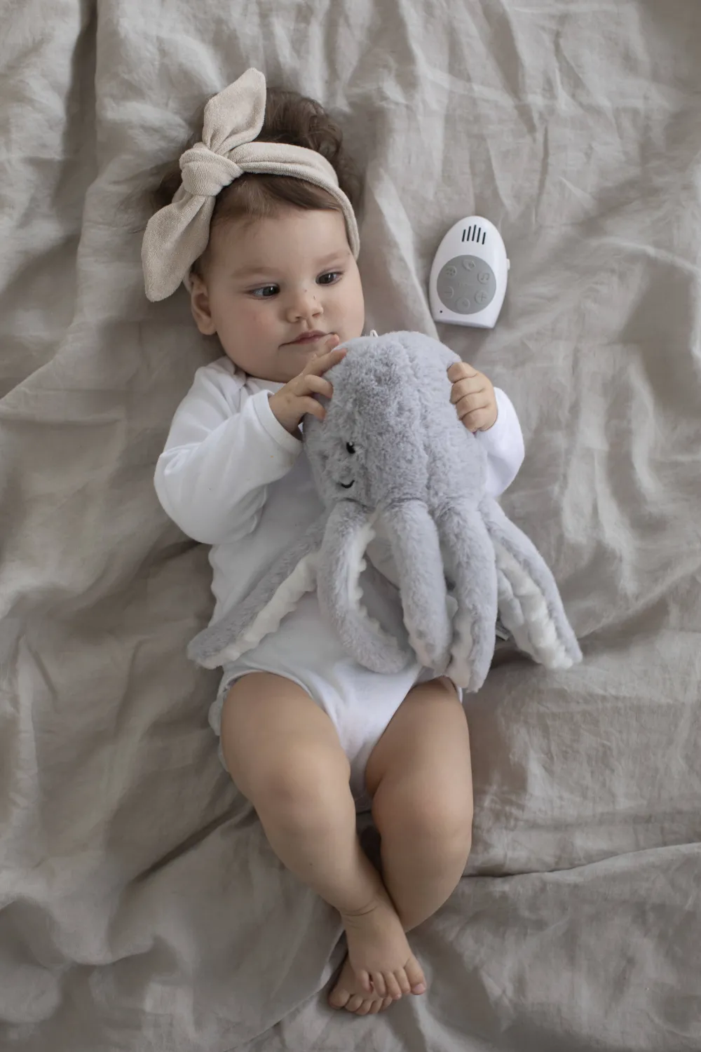 Flow Amsterdam Hartslagknuffel Olly Octopus Grijs - Knuffel 24 Cm