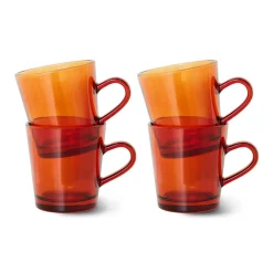 New HKliving Koffieglas 70'S (O7,7 Cm) (200 Ml) (Set Van 4)