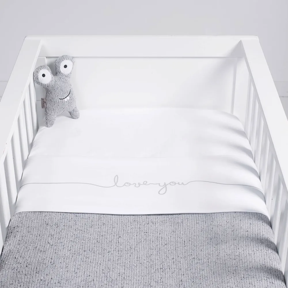 Outlet Jollein Baby Ledikantlaken 120X150Cm Love You Grey