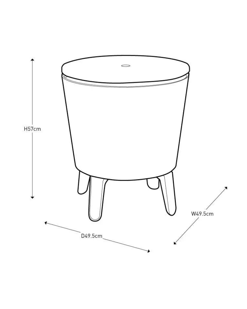 Keter Bijzettafel Illuminated Coolbar (Verlicht O50/57 Cm)