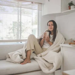 Hot Koeka Oslo Plaid Wafel/Teddy 140X200 Cm Natural/Pebble (140X200 Cm)