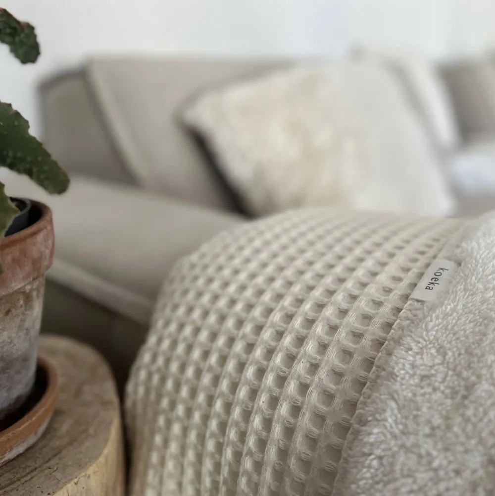 Hot Koeka Oslo Plaid Wafel/Teddy 140X200 Cm Natural/Pebble (140X200 Cm)