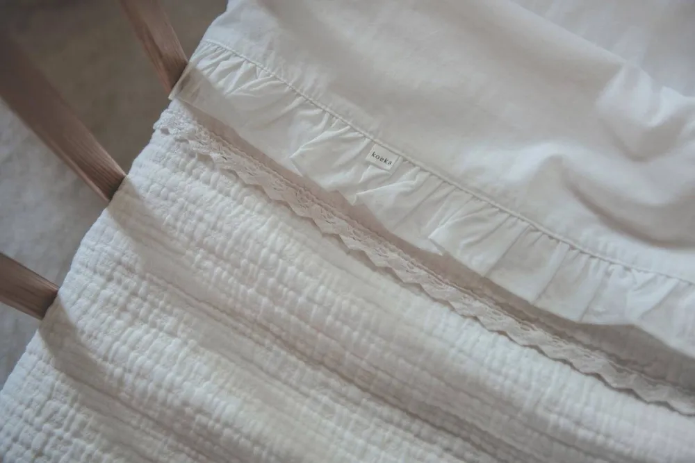 Outlet Koeka Ruffle Baby Wieglaken 80X100 Cm Warm White