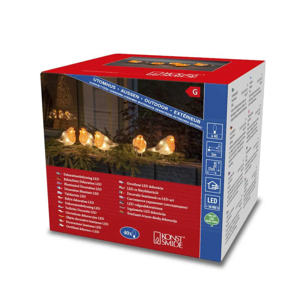 Discount Konstsmide Kerstlichtsnoer Vogels (400 Cm) (5 Vogels) (40 Led) (Rood)