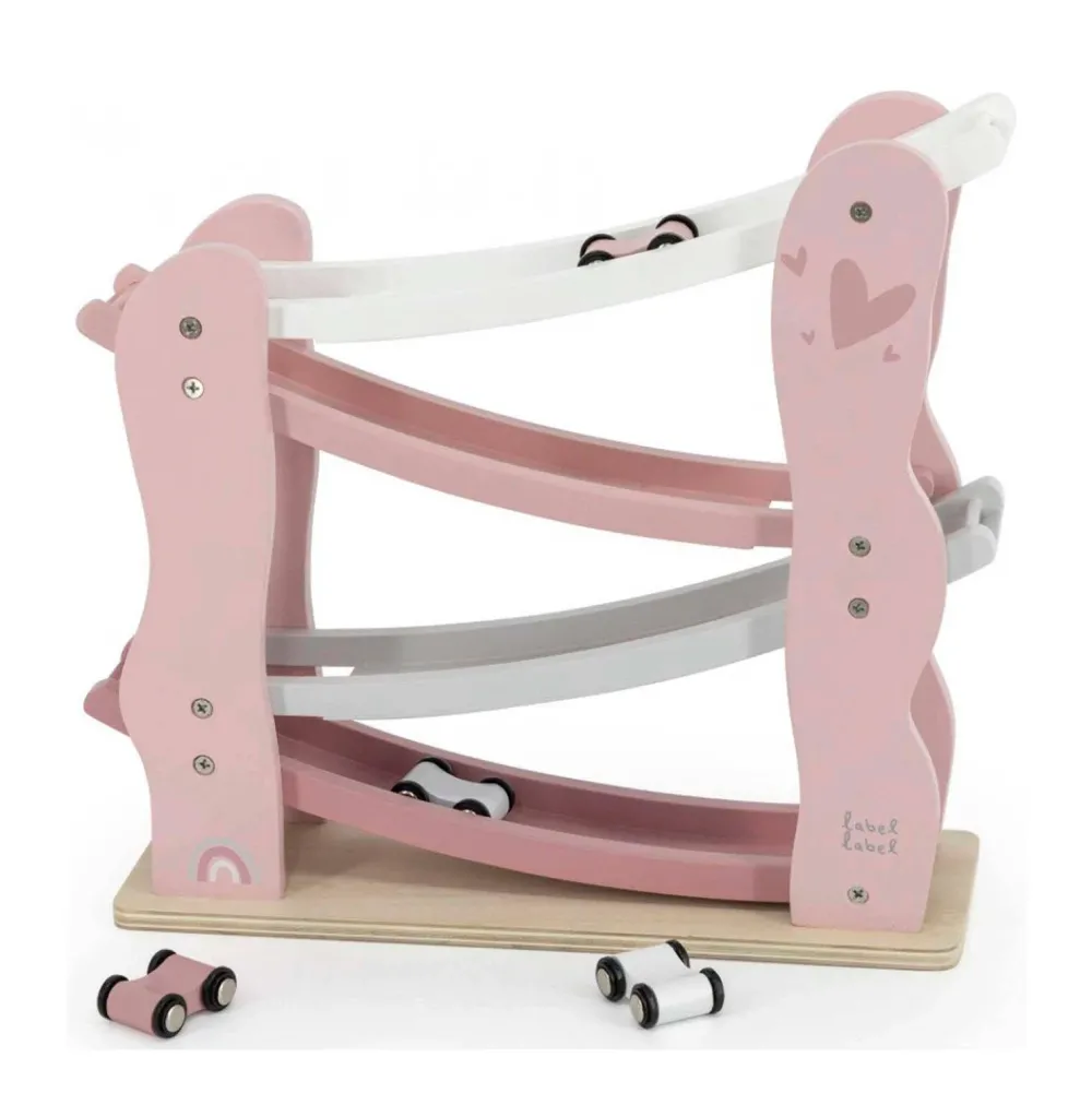 Label Label Wood Houten Auto Glijbaan Roze