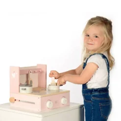 Label Label Wood Houten Kookfornuis Met Accessoires Roze