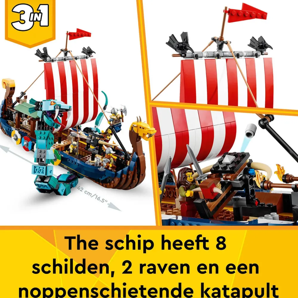 LEGO Creator Vikingschip En De Midgaardslang 31132