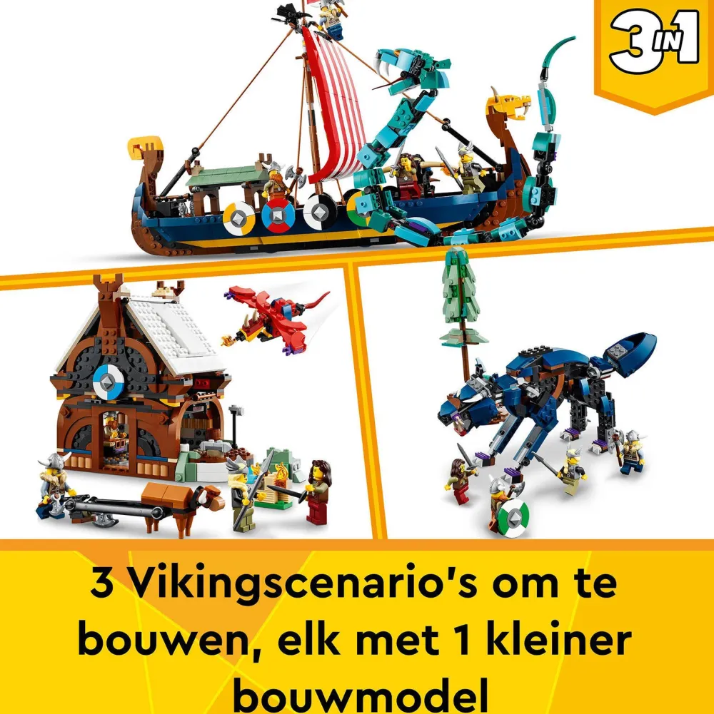 LEGO Creator Vikingschip En De Midgaardslang 31132