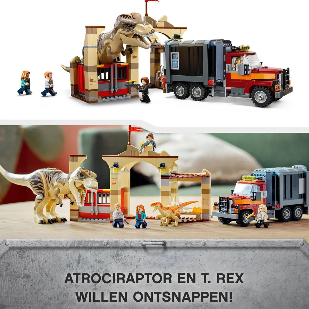 LEGO Jurassic World T. Rex & Atrociraptor Dinosaurus Ontsnapping 76948