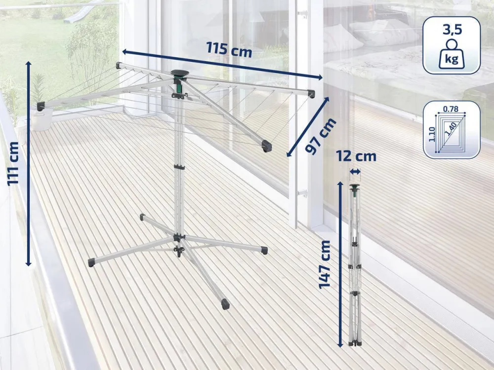 Hot Leifheit Droogmolen Lino Pop-Up Incl. Beschermhoes - 14 M