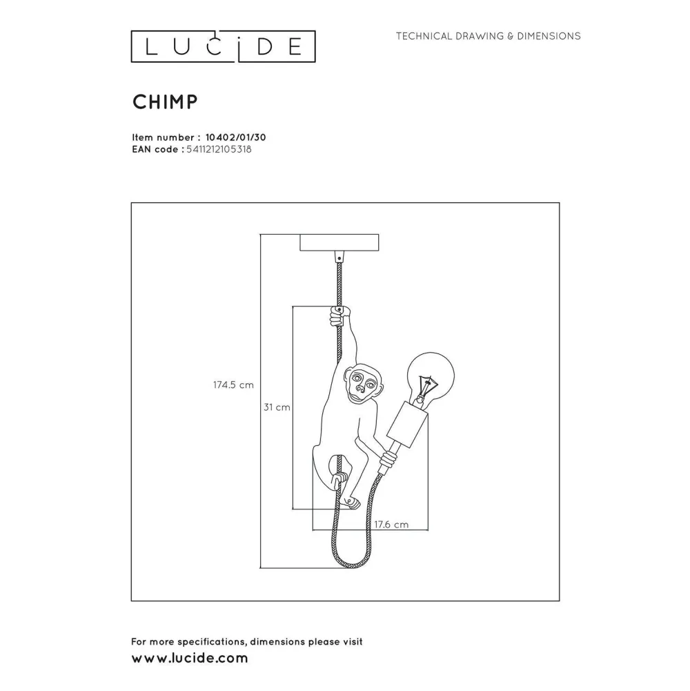 Clearance Lucide Hanglamp Extravaganza Chimp
