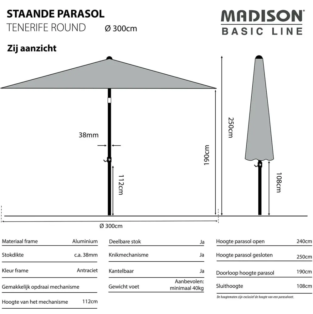 Madison Parasol Tenerife (300X300 Cm)