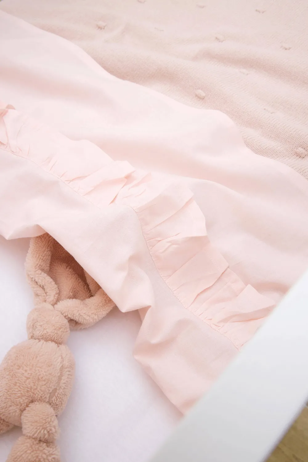 Clearance Meyco Baby Ledikantlaken Ruffle 100X150 Soft Pink