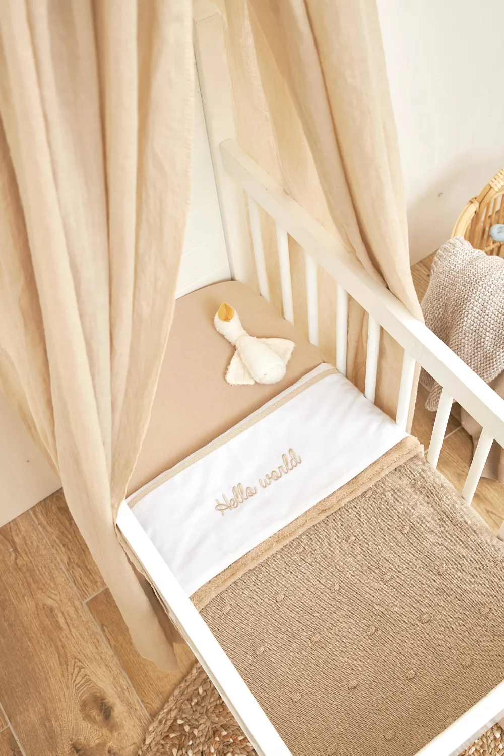 Outlet Meyco Baby Wieglaken Hello World 75X100 Cm Sand