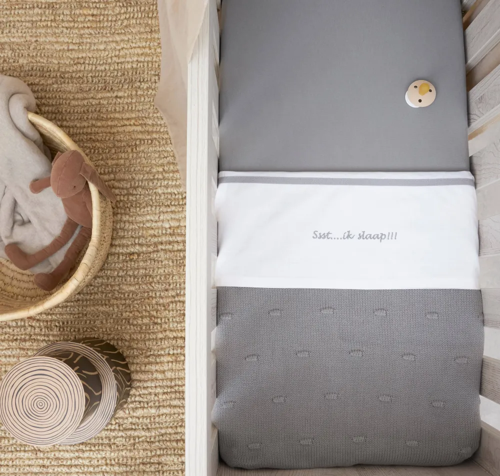 Meyco Baby Wieglaken Ssst...Ik Slaap!! 75X100 Grey