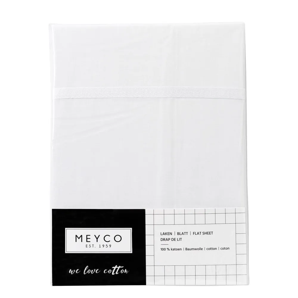 Sale Meyco Ledikantlaken Met Bies 100X150 Cm Wit/Wit