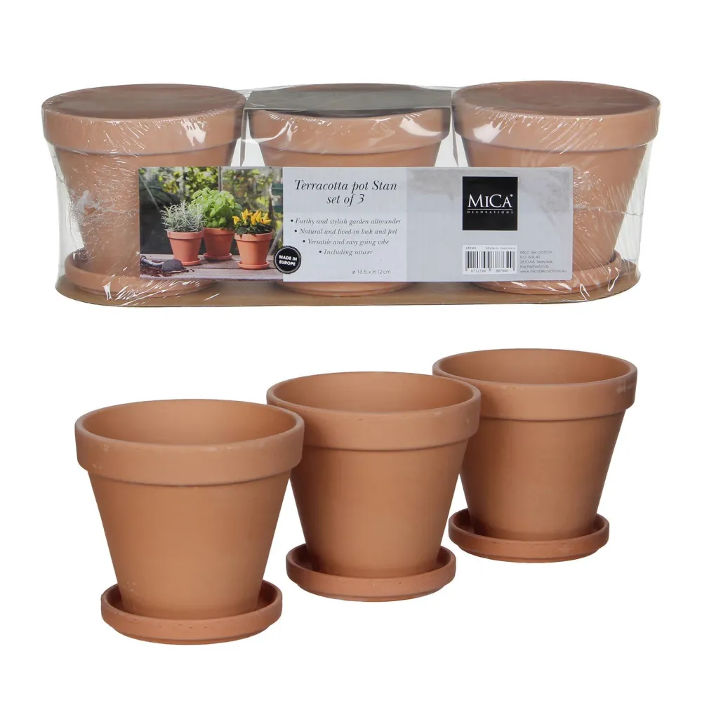 Mica Decorations Bloempot Stan (Set Van 3) - (O13,5X12 Cm)