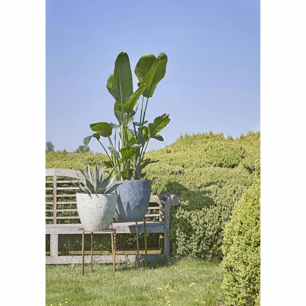 Mica Decorations Bravo Bloempot Rond Lichtgrijs Slate - (H40Xo45 Cm)