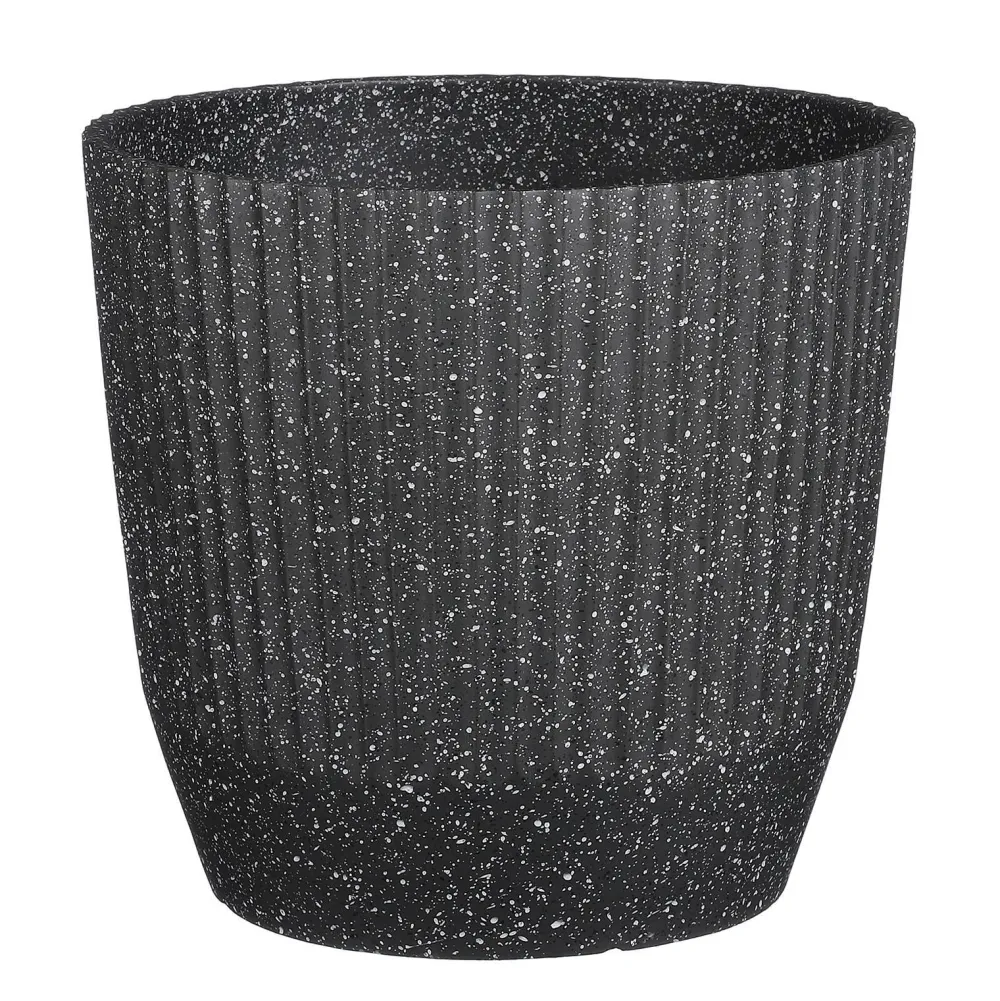 Mica Decorations Rio Bloempot Rond Zwart Terrazzo - (H28Xo31 Cm)