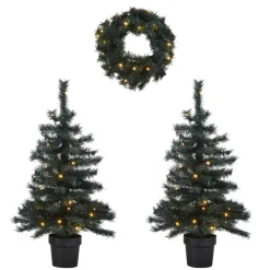 Outlet Nova Belle 2 Verlichte Buiten Kerstbomen En Krans Fraser (H95 X O55 Cm)