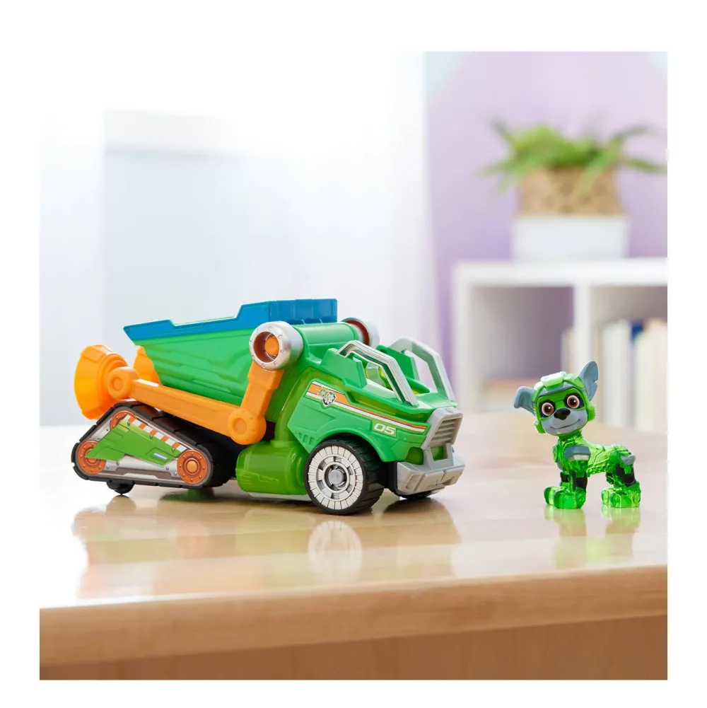 Paw Patrol The Mighty Movie Vuilniswagen Met Rocky Actiefiguur Licht En Geluid