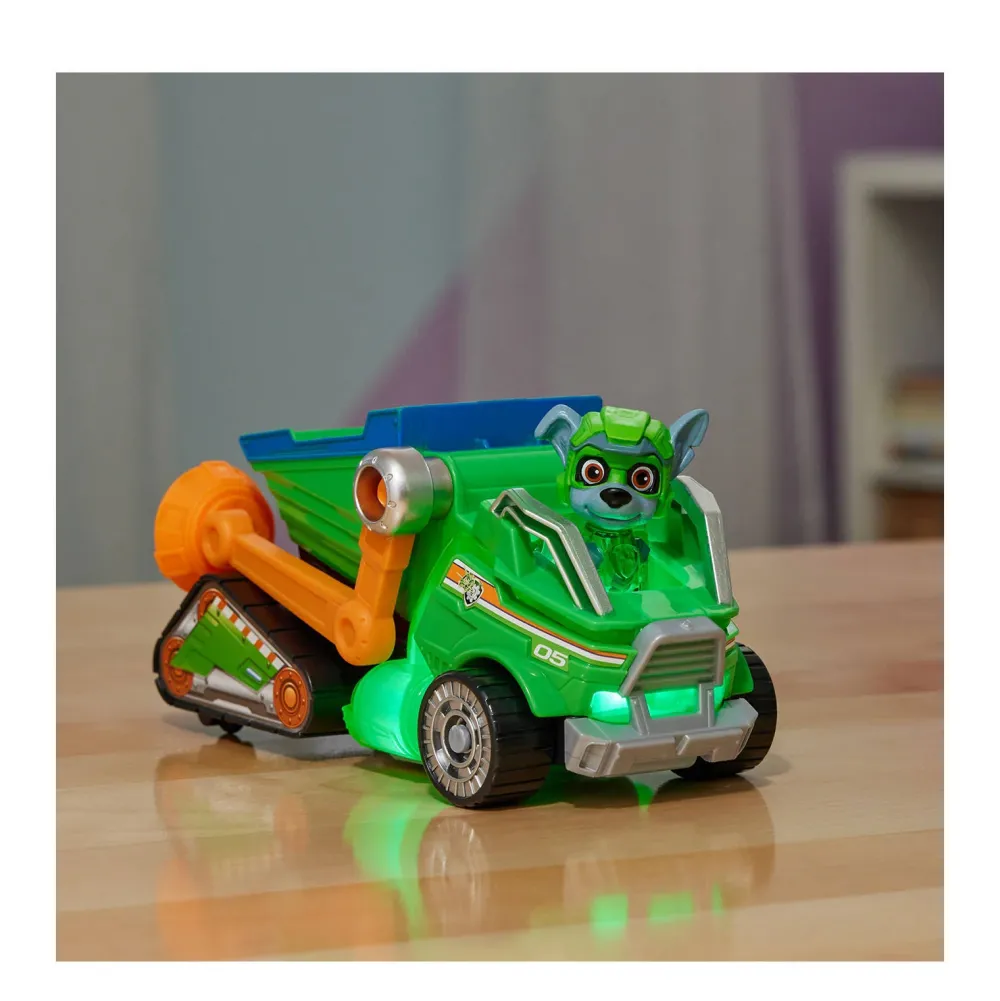 Paw Patrol The Mighty Movie Vuilniswagen Met Rocky Actiefiguur Licht En Geluid