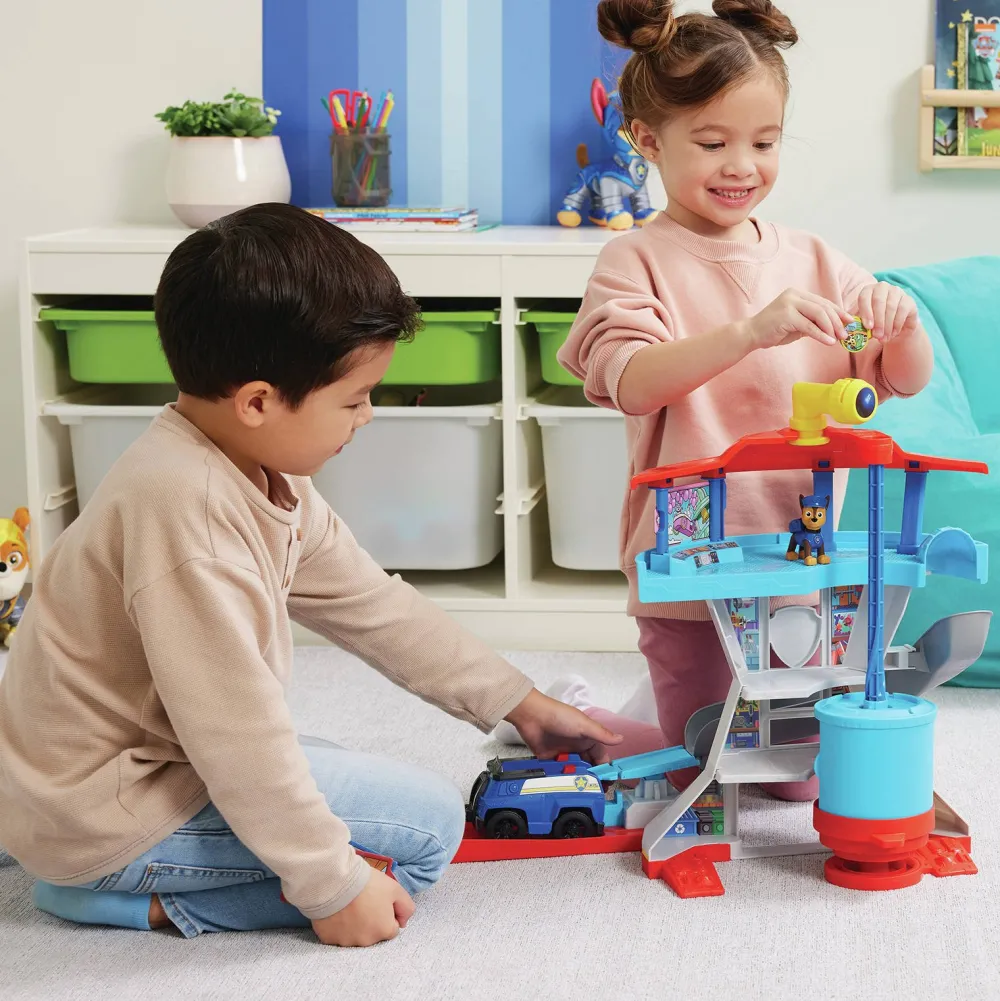 Paw Patrol Uitkijktoren Met Voertuigwerper 2 Chase-Actiefiguren De Politieauto Van Chase En Accessoires