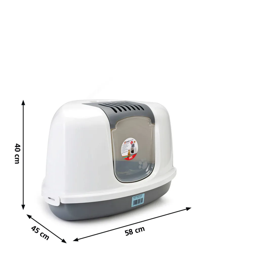 New Savic Nestor Corner - Kattenbak - Grijs/Wit - 58X45X40 Cm