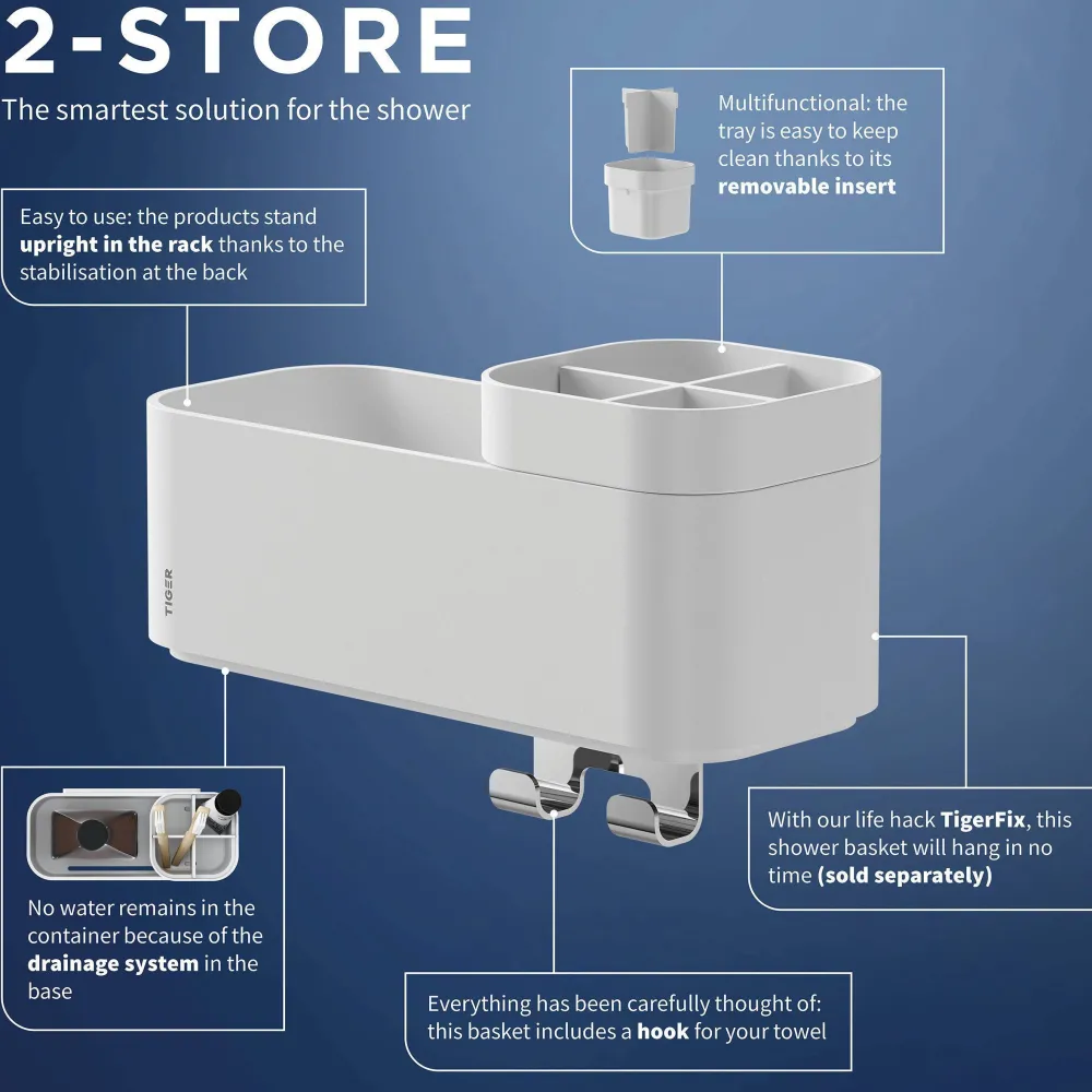 Clearance Tiger Opbergbak Met Handdoekhaak 2-Store (24,9X15,7 Cm)