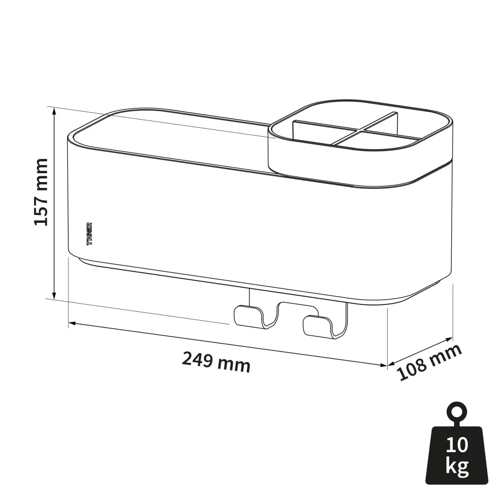 Tiger Opbergbak Met Handdoekhaak 2-Store (24,9X15,7 Cm)