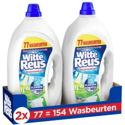 Hot Witte Reus Gel - Vloeibaar Wasmiddel - Witte Was - Voordeelverpakking - 2 X 77 Wasbeurten - 154 Wasbeurten