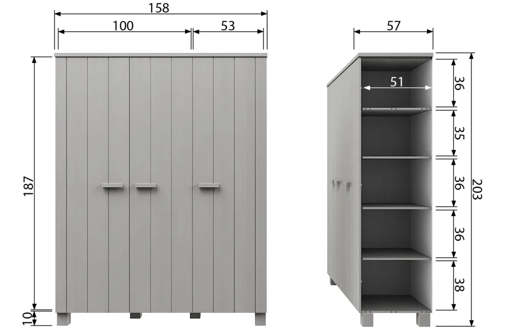 New Woood 3-Deurs Kledingkast Dennis