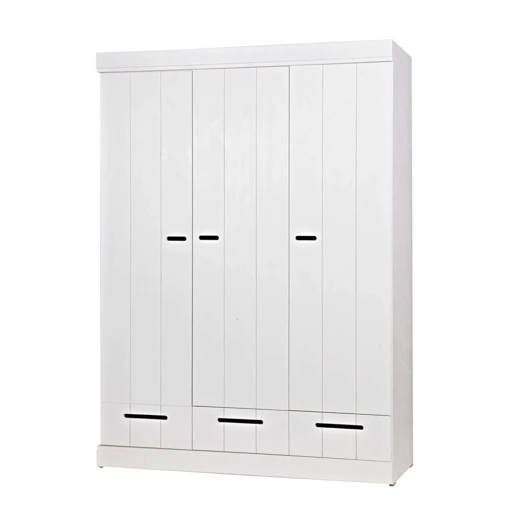 Best Woood Connect Kast 3-Deurs Met Lade - Grenen - Wit - 195X140X53