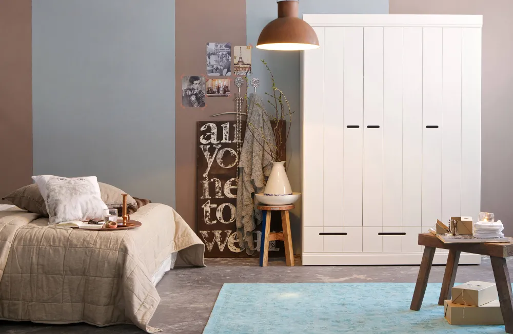 Best Woood Connect Kast 3-Deurs Met Lade - Grenen - Wit - 195X140X53