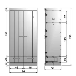 New Woood Connect Kast 2-Deurs Met Lade - Grenen - Wit - 195X94X53 Connect